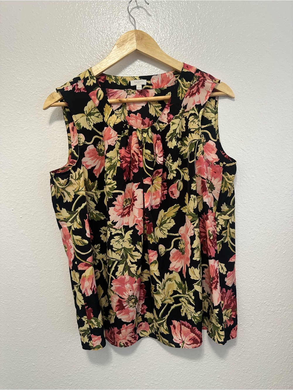Talbots Black Floral Sleeveless Blouse